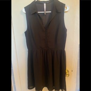 Black collar dress with buttons down the front zipper on side